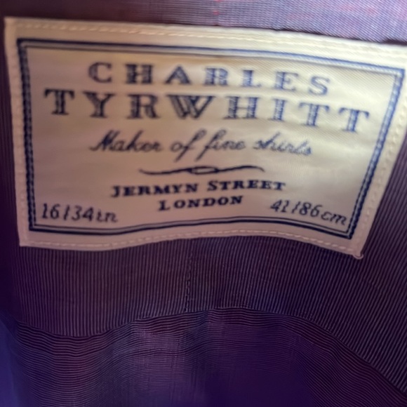 Charles Tyrwhitt Mens French Cuff Dress Shirt Color Purple Size 16/34 - Picture 2 of 5